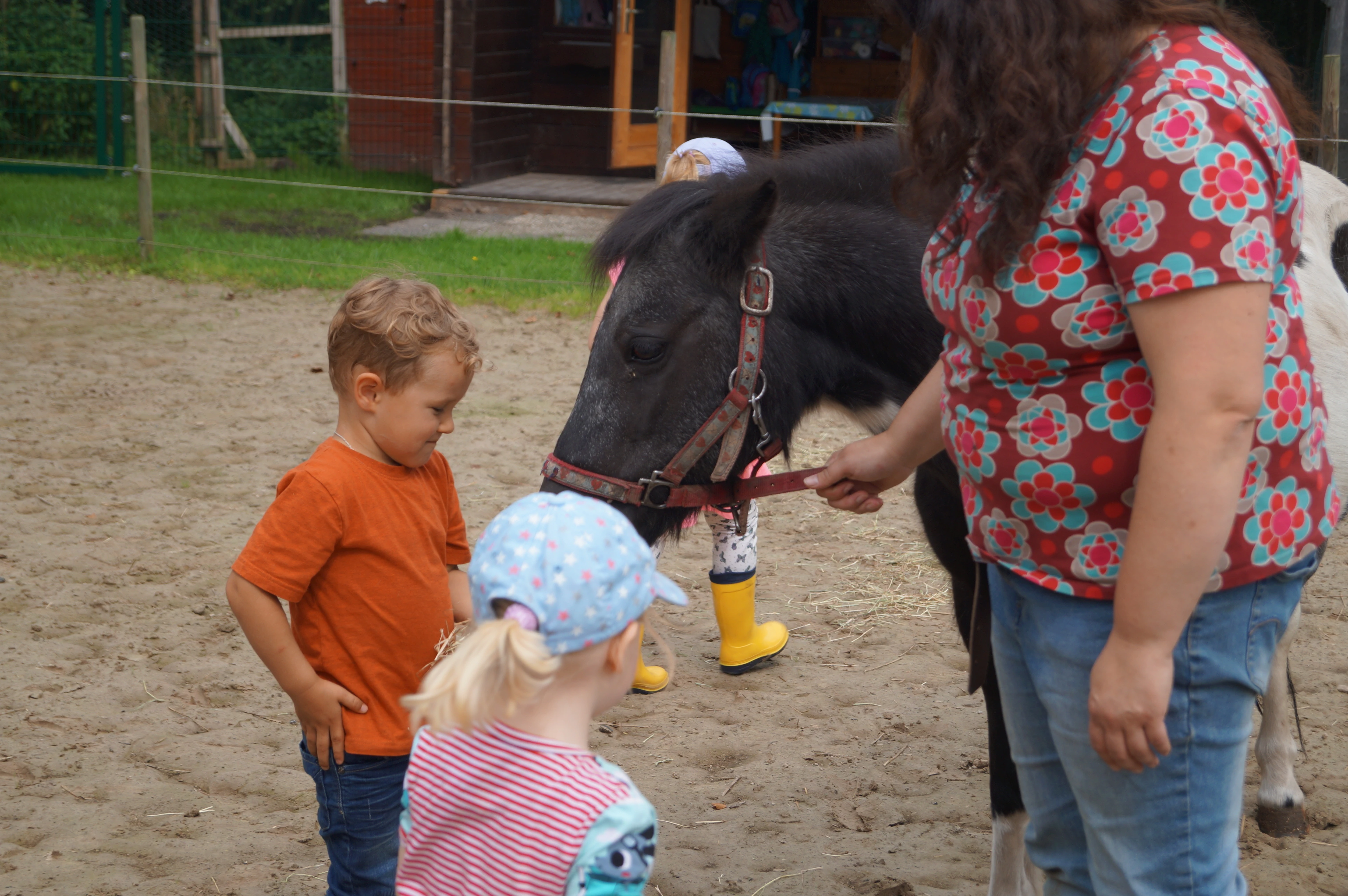 Kind der KiTa Wittensand bei der Naturpädagogik mit Pferd